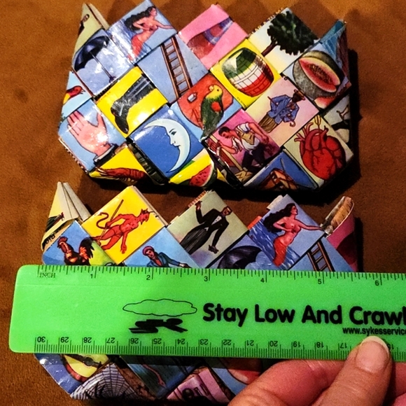 Set of 2 Gift Card Holder. Recycled Plastic, Vintage Print Handmade Unisex. - Picture 7 of 9